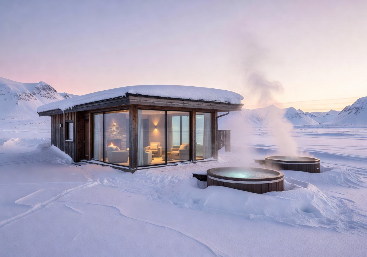 Arctic wellness spa retreat snow