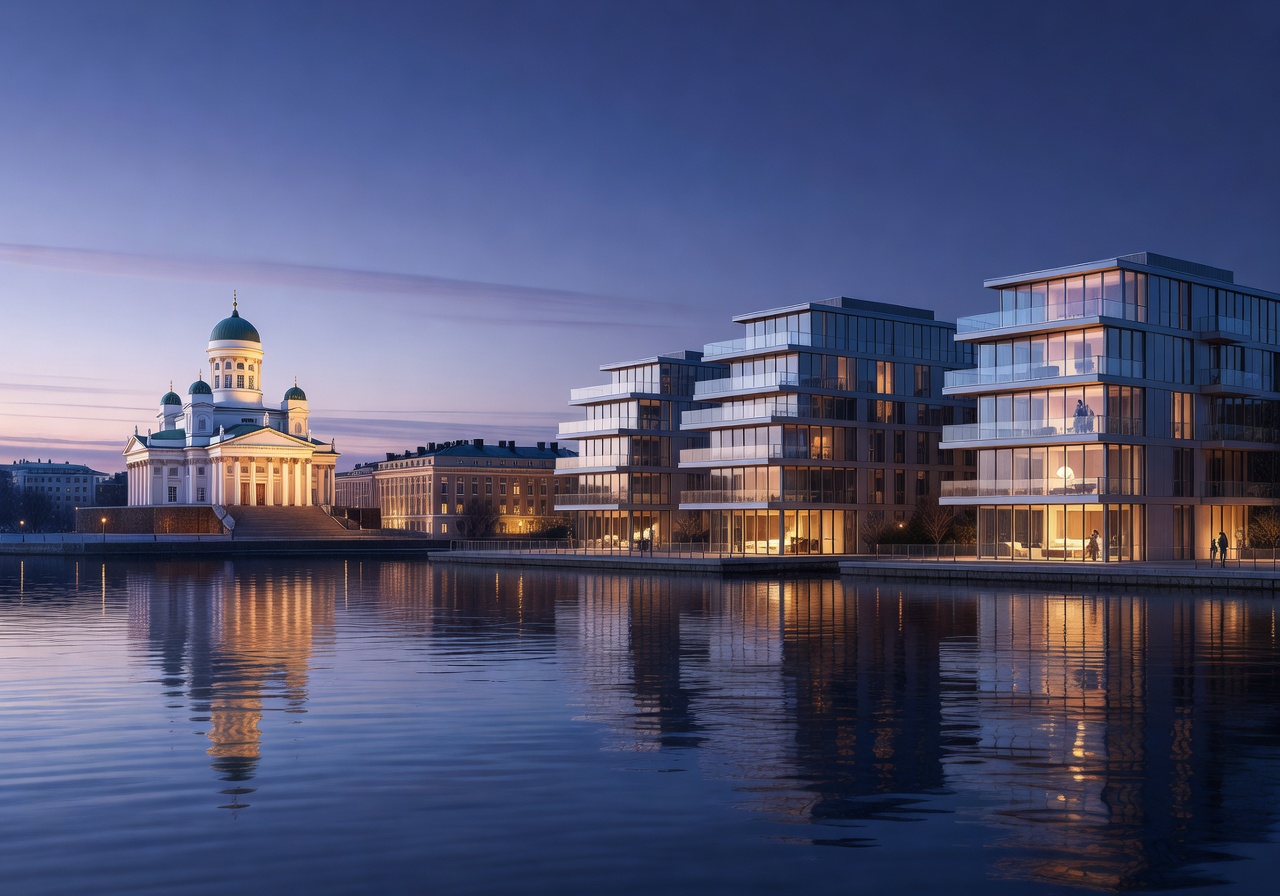 Helsinki luxury skyline Nordic evening