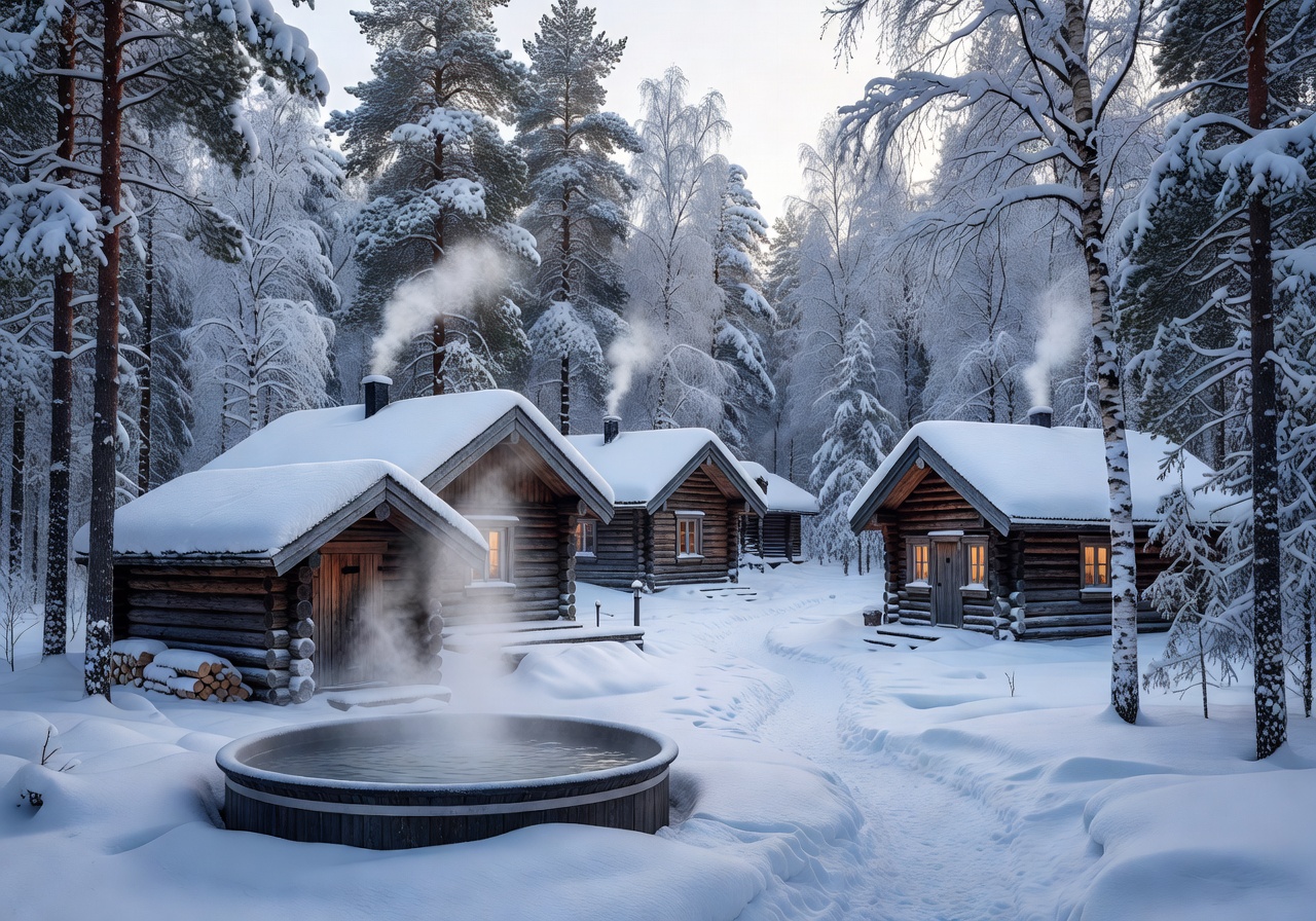 Lapland wellness retreat snow forest