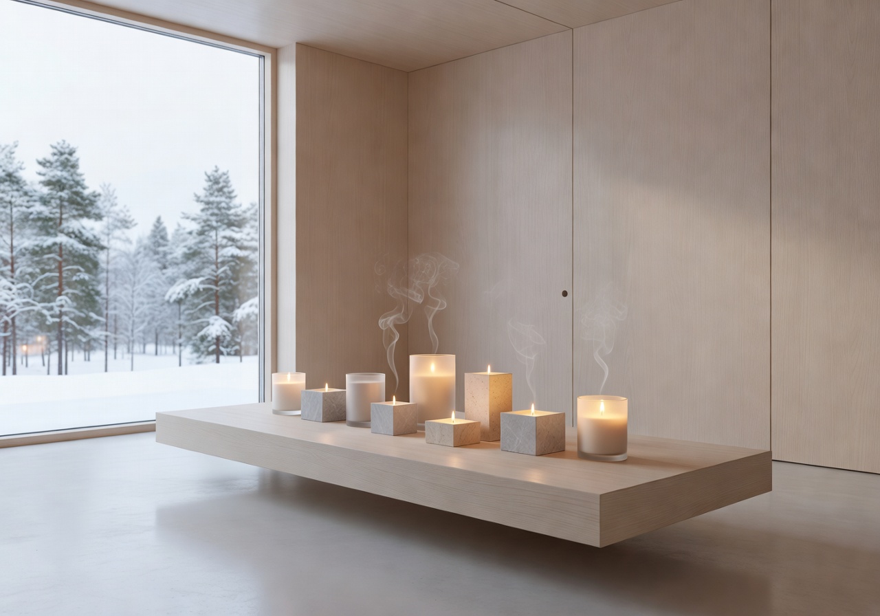 Nordic luxury spa wellness candles serene